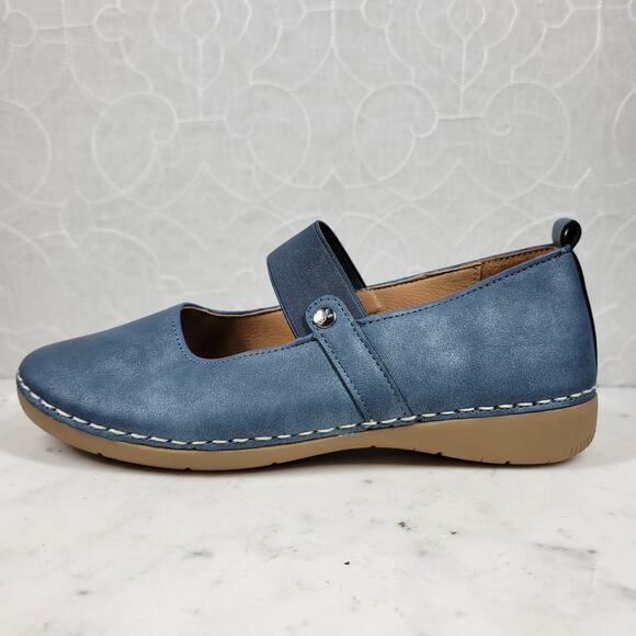 GC‎ Lira Leather Mary Janes Womens 7 Metallic Blue Closed Toe Shoes - Picture 16 of 16